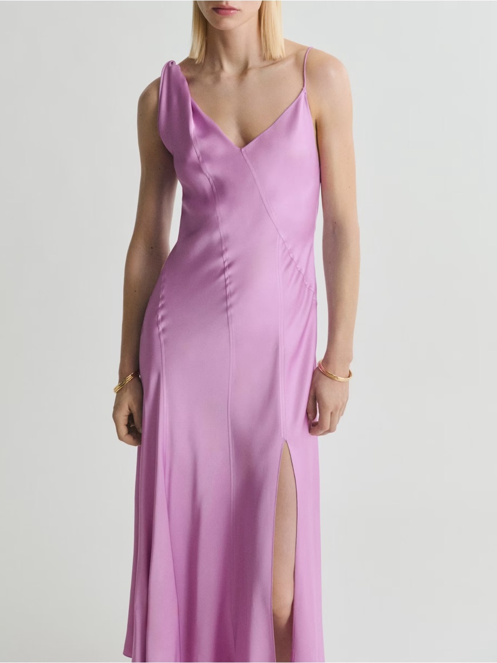 MANGO ASYMMETRICAL SATIN DRESS light/pastel purple